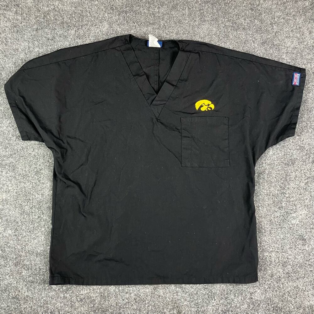 Cherokee Workwear Men's Small Black Scrub Top Iowa Hawkeyes Medical Uniform